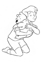 coloriage winnie fait un calin a l enfant